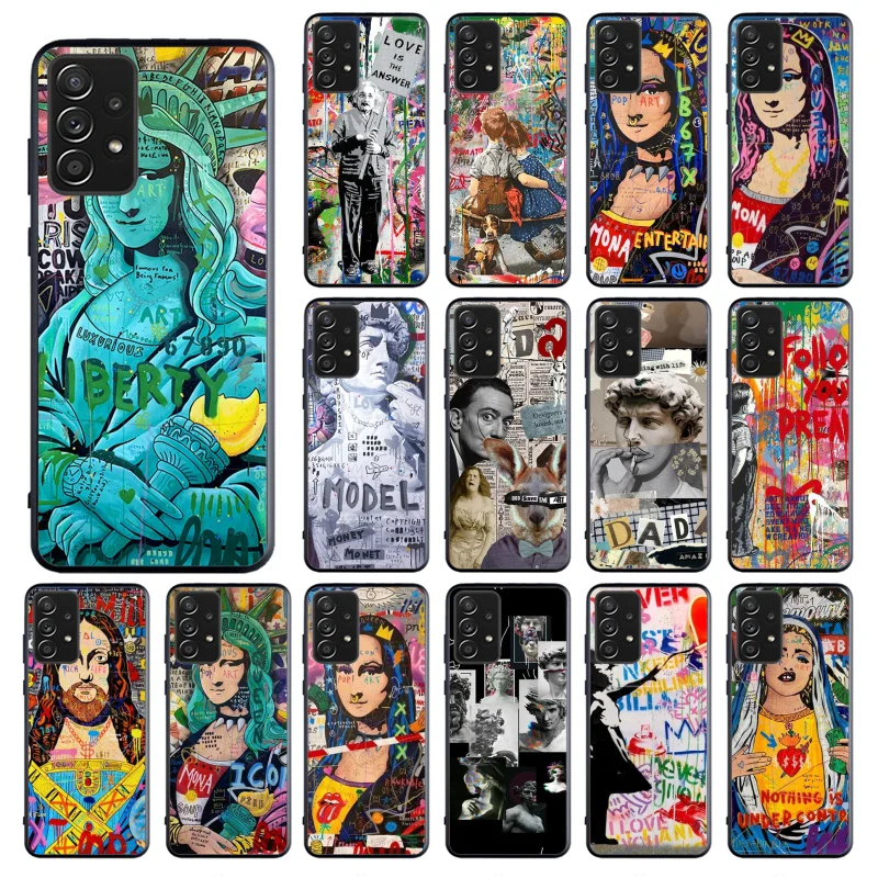 

Street Graffiti Art Mona Lisa David Phone Case For Samsung Galaxy A13 A03 A12 A32 A71 A11 A21S A02 A52 A72 A51 A50 A70 A31 M31