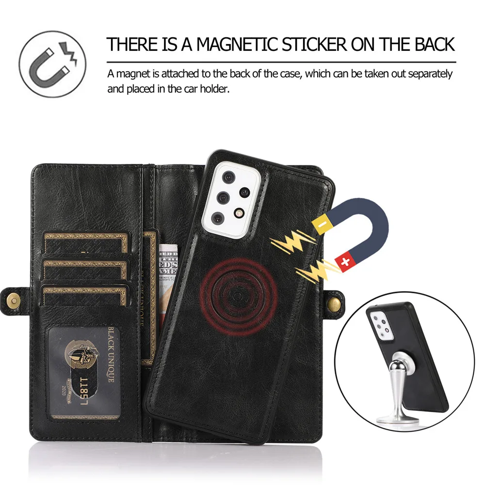 Автомобильный Магнитный съемный кожаный чехол-книжка для Samsung Galaxy A32 A52 A73 A13 A33 A53 A71