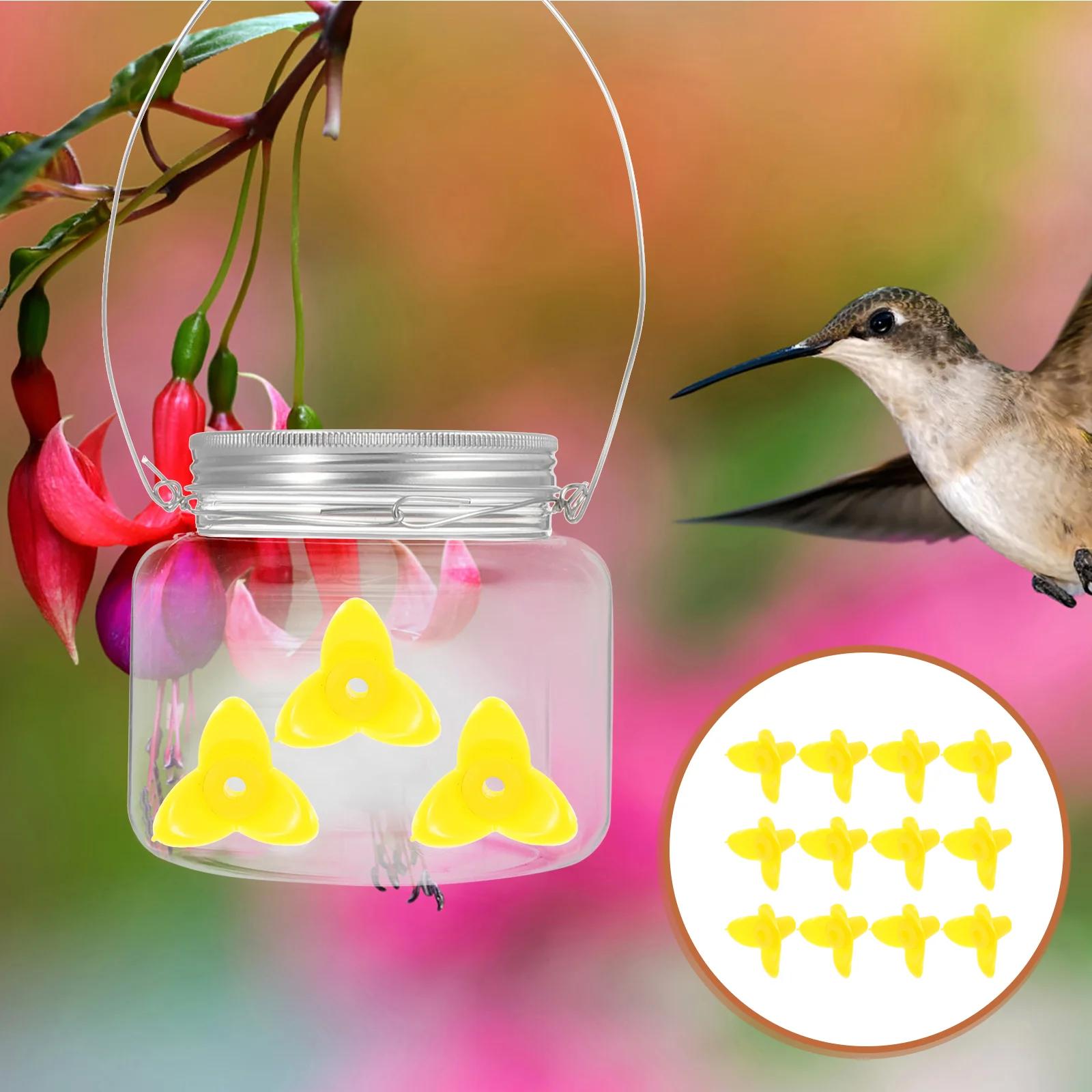 

Feeder Hummingbird Bird Replacement Parts Flower Flowers Feeders Feeding Hangingports Yellow Humming Outdoors Garden Outdoor