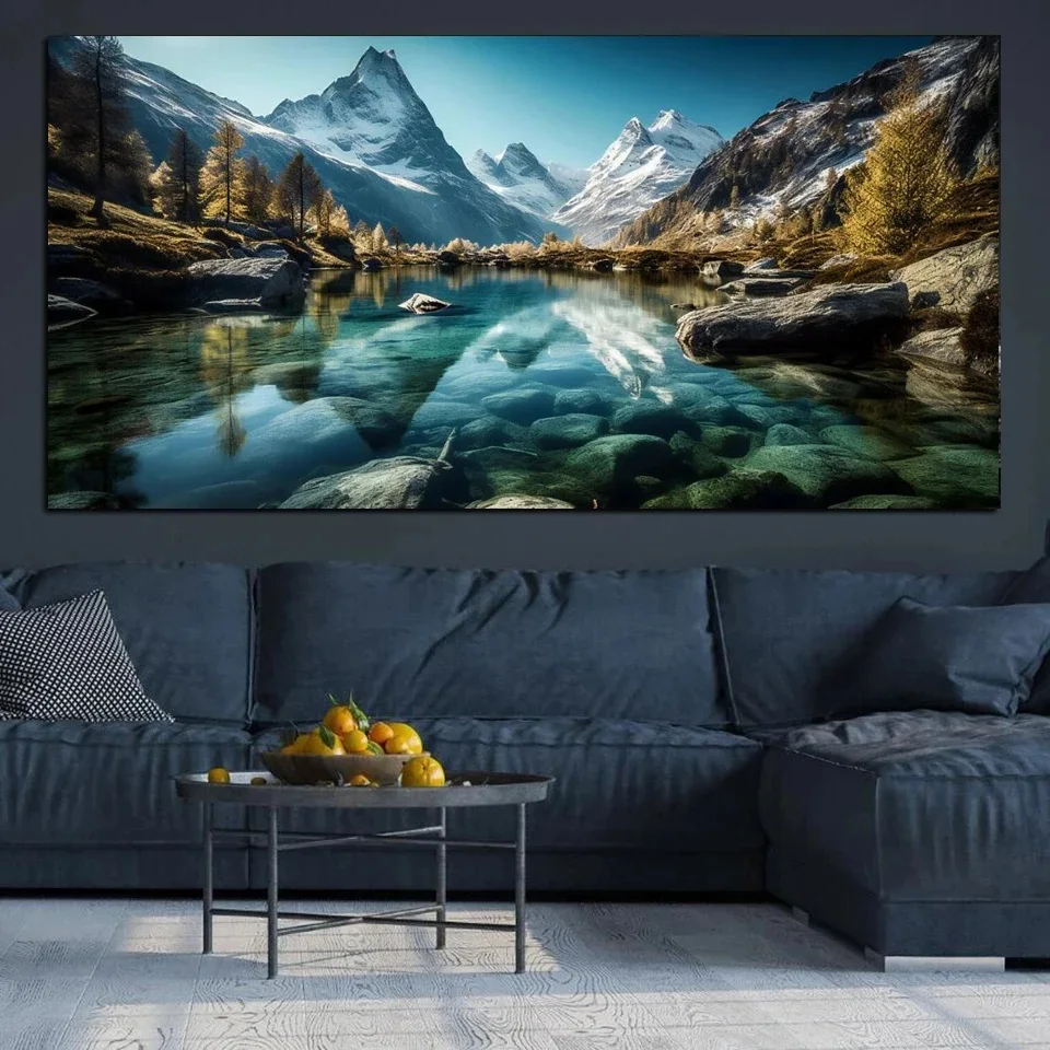 Алмазная 5d-картина на холсте Альпы озера с эффектом отражения