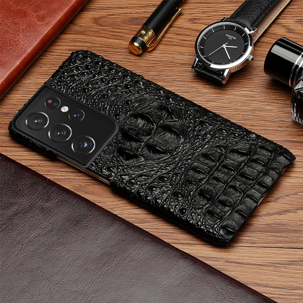 

Luxury Leather phone case For samsung s21 ultra genuine leather Crocodile texture cover For Samsung Galaxy note 20 ultra s20fe