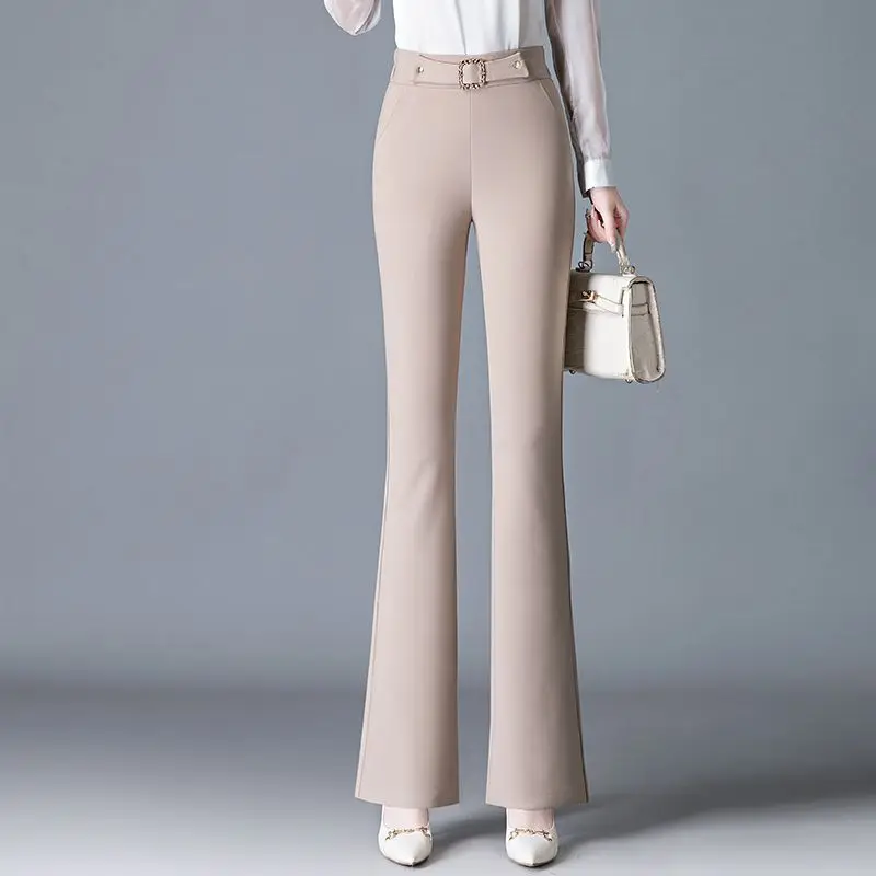 Женские модные однотонные расклешенные брюки с высокой талией новинка 2024