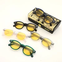 yellow night vision glasses polarized lens johnny depp sunglasses women men luxury brand acetate glasses frame top quality