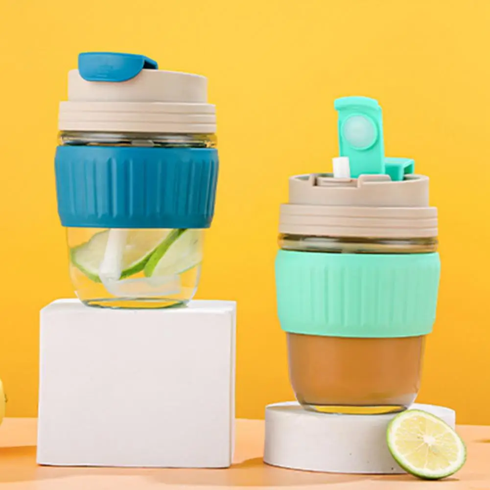 

Coffee Mug Convenient Eco-Friendly Heat Resistant Glass Tumbler Cup with Lid Straw Travel Supply Water Cup Coffee Cup