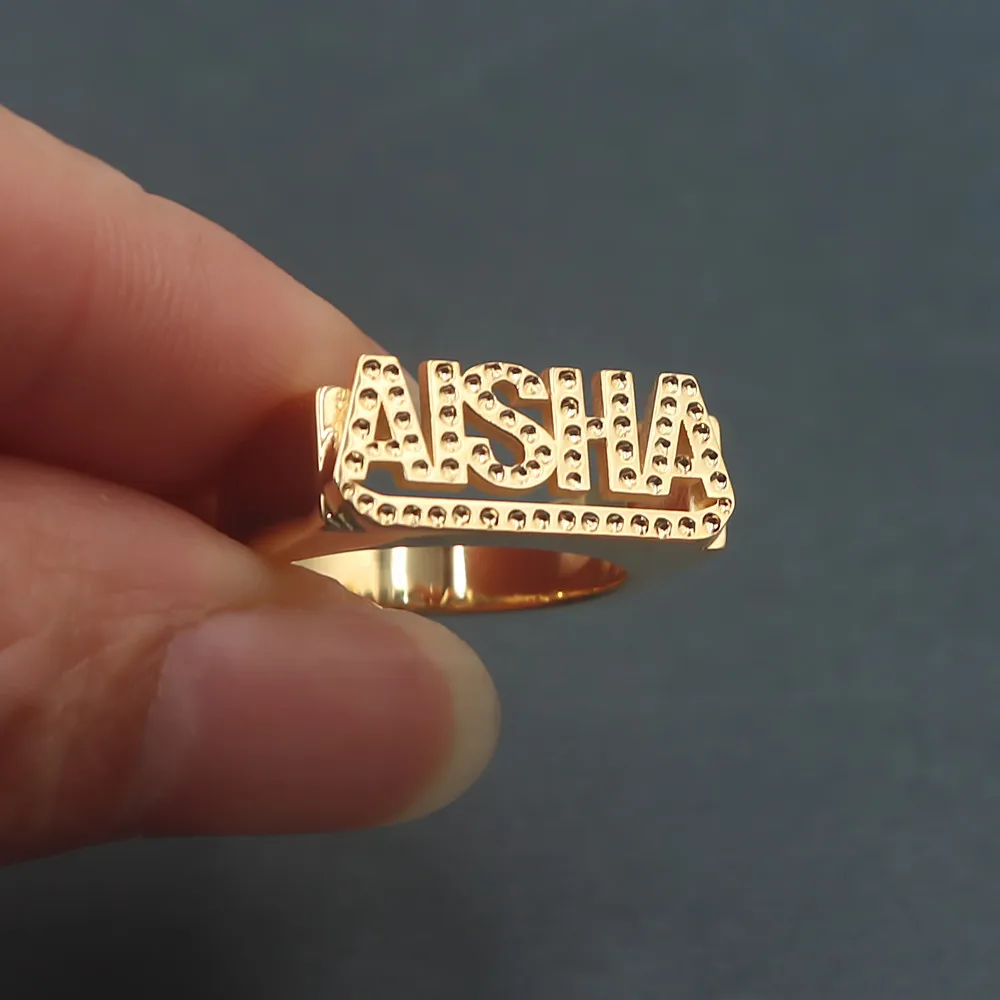 Hip Hop Thump Custom Name Rings For Women Men Punk Jewelry Personalized Name Band Chunky Statement Ring Christmas Gift