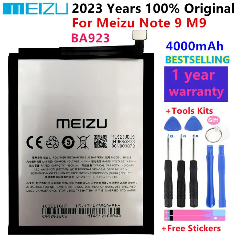 

2022 100% Original New Meizu Note 9 M9 M923H Smartphone BA923 4000mAh High Quality Battery Batteries Bateria