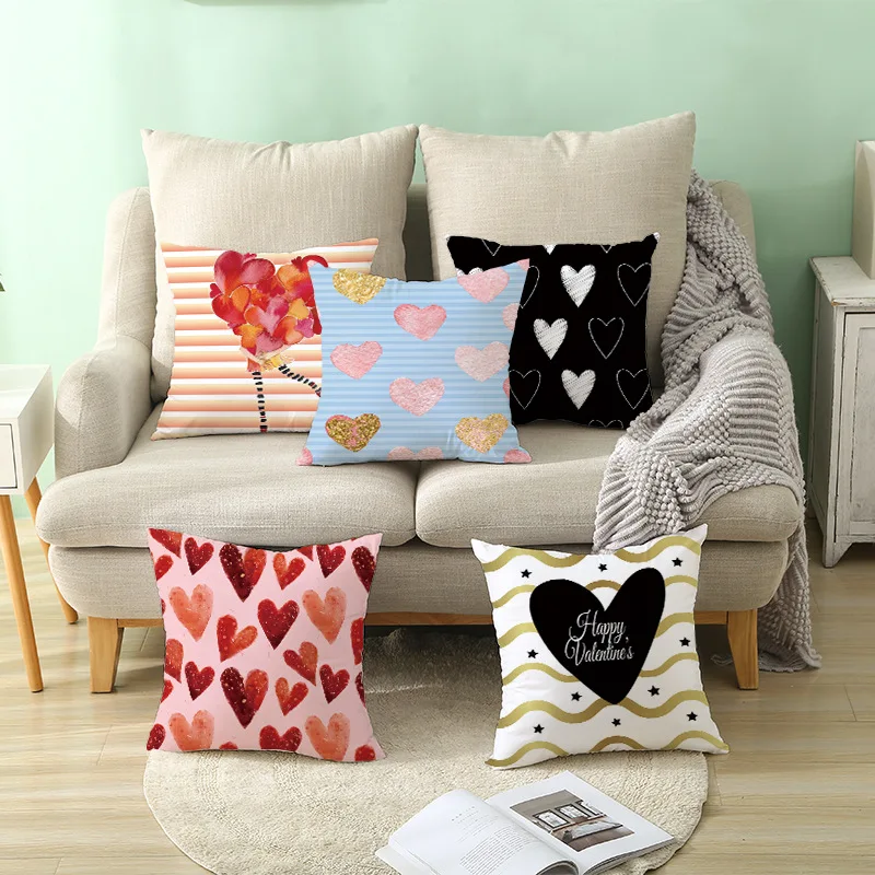 

Valentine's Day Decor Pillowcase 45x45 Polyester Print Home Decorative Cushion Cover Sofa Pillow Case Wedding Party Decorations