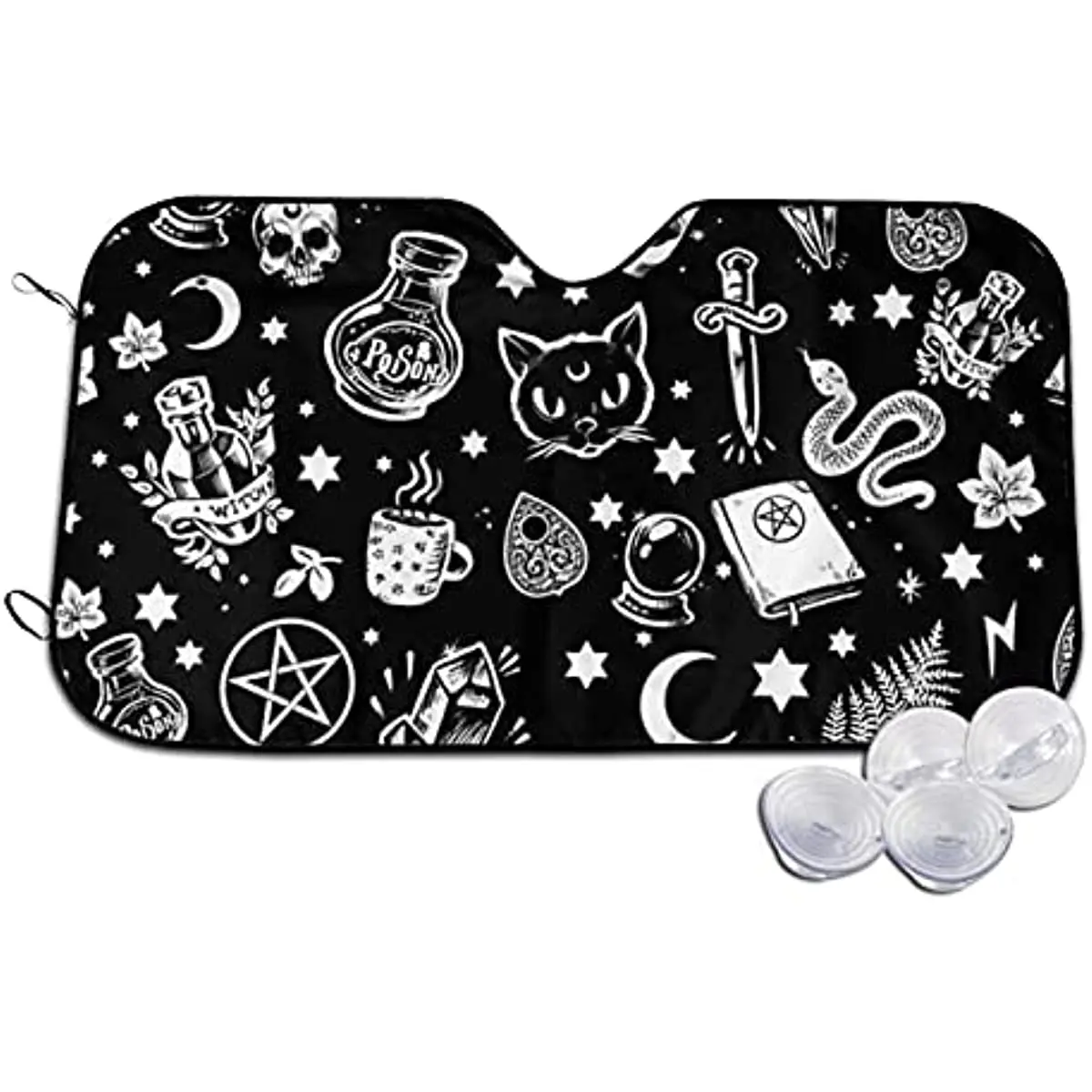 

Skull Cat Moon Gothic Design Car Windshield Sun Shade, Car Window Shade,Car Accessories,Blocks Uv Rays Easy to Use Sun Visor Pro
