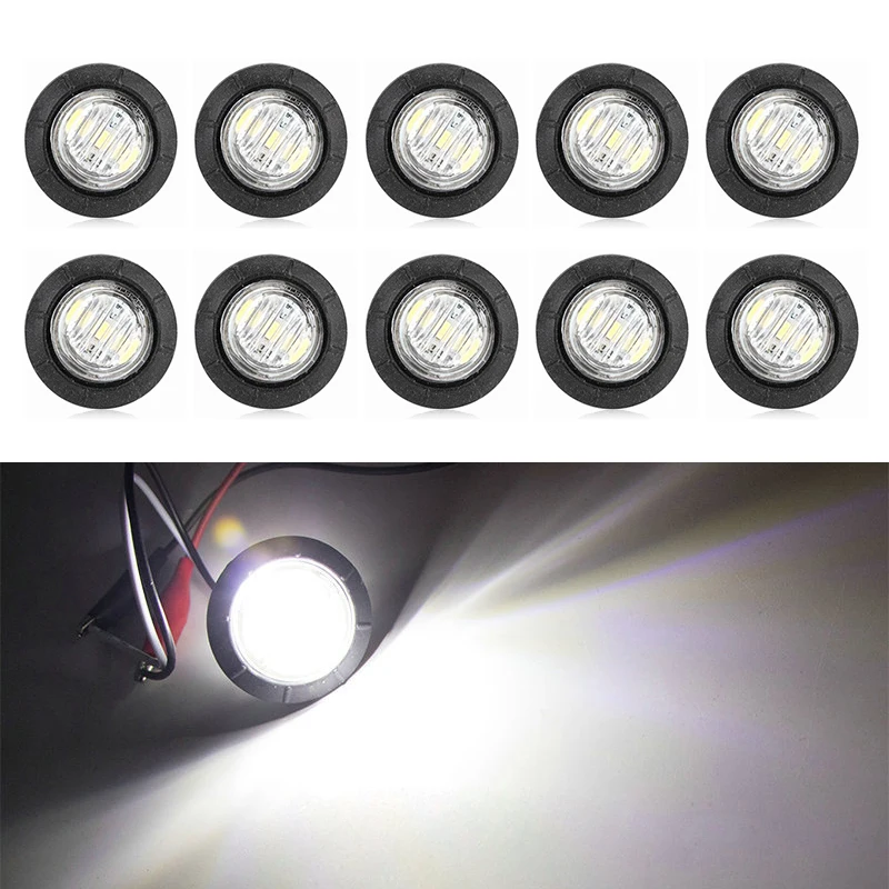 

10ШТ LED 12V 24V Auto DRL Белый Красный Желтый Боковой габаритный индикатор вагонов Фонарь прицепа Задний боковой фонарь Аксессуары для грузовиков