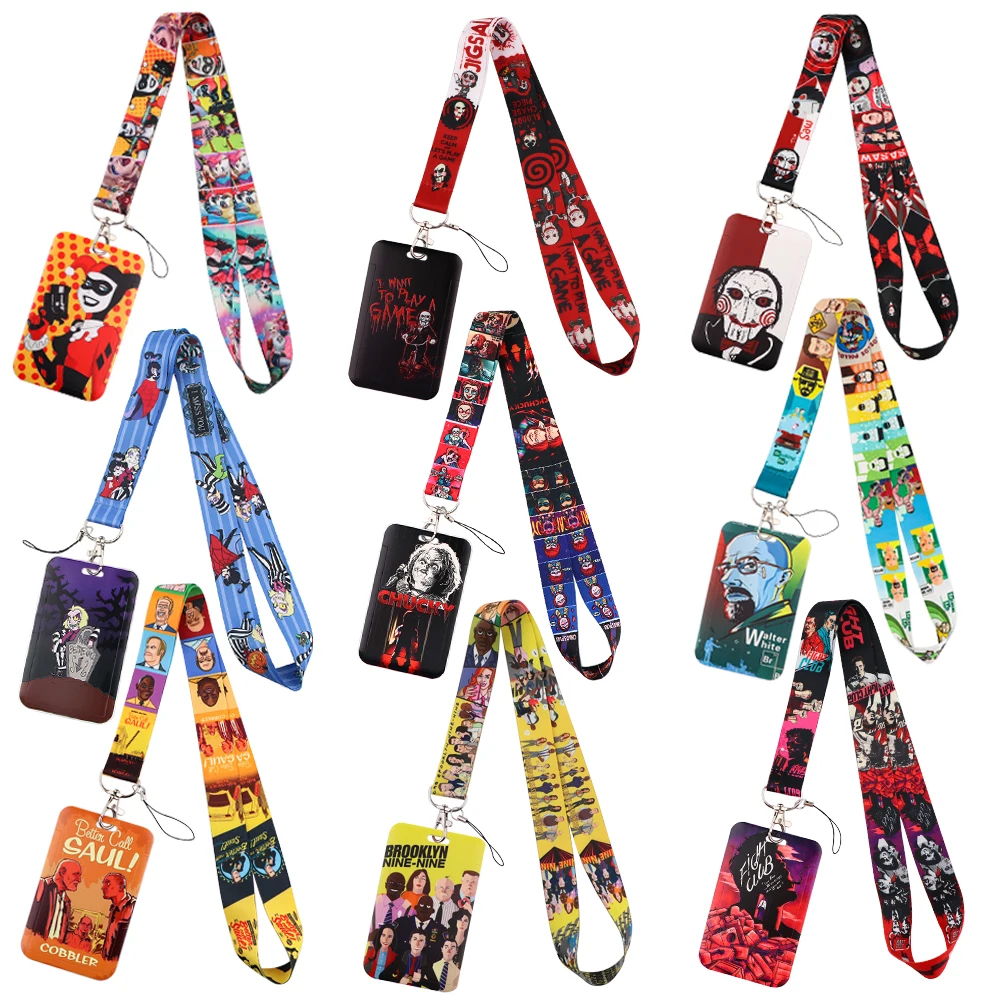 

YQ987 Funny TV Horror Movies Keychain Lanyard ID Card Cover Neck Strap Keyrings Lariat Phone Straps Name Badge Holder Keychain