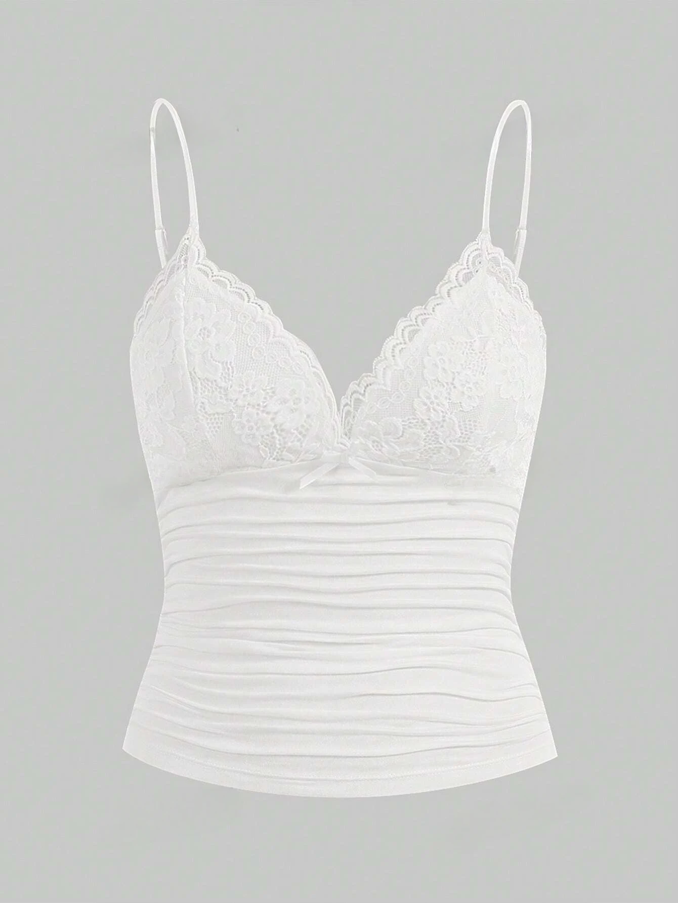 Кружевной укороченный топ с бантом