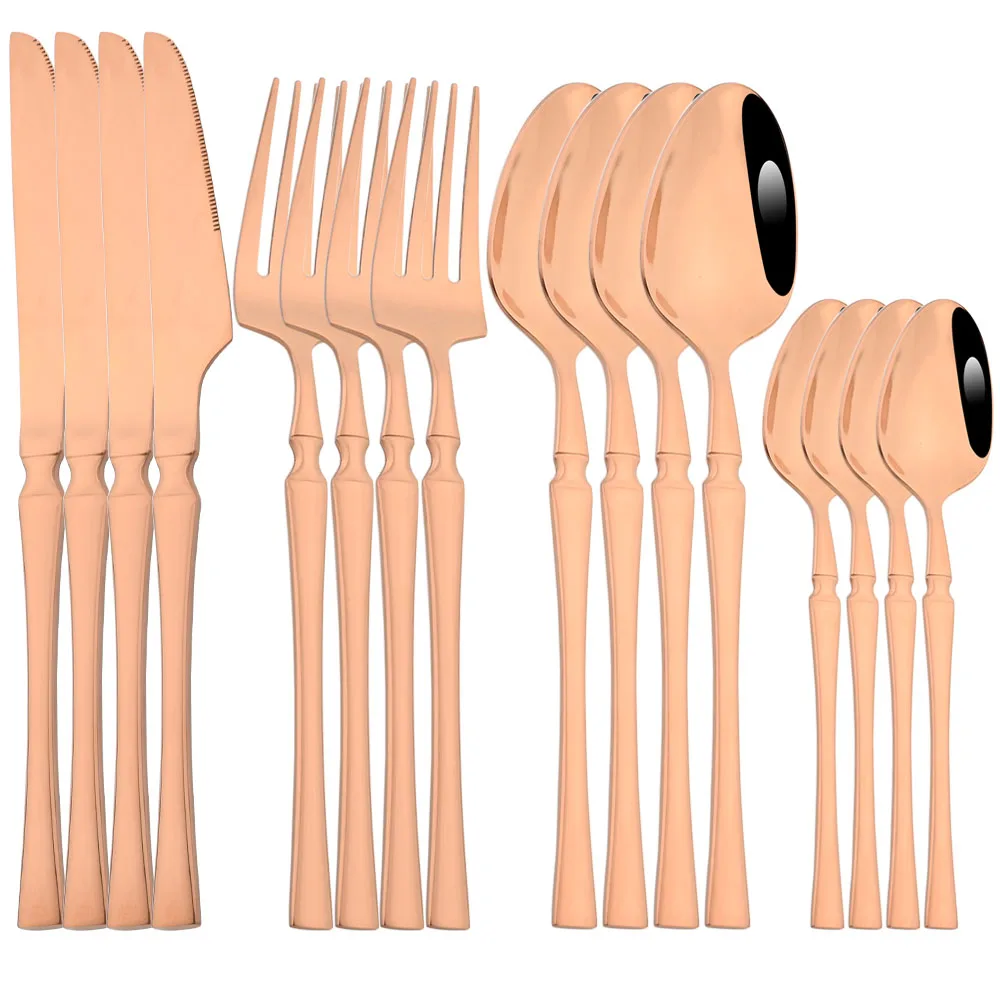 

Drmfiy Western 16Pcs Cutlery Set Kitchen Flatware Set Rose Fork Knife Spoons Dinnerware Stainless Steel Wedding Tableware Set