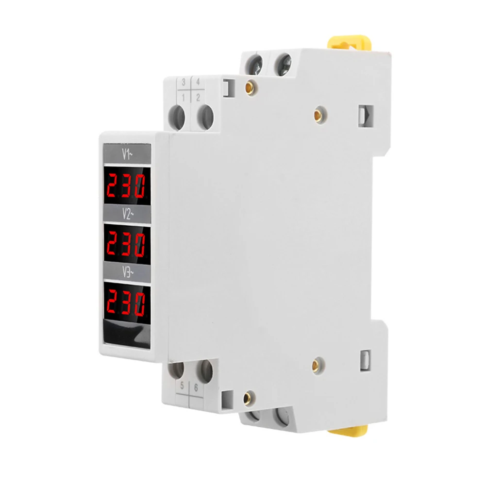 

Three-Phase LED Digital Voltmeter Modular Voltage Meter Gauge AC 80-500V DIN Rail Mount Digital Voltmeter