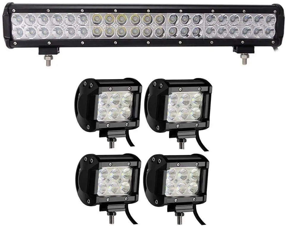 20inch 126W LED Light Bar Spot Flood Combo Light With 4PCS 18W Flood Led Light Pods for Pickup Jeep Trucks SUV