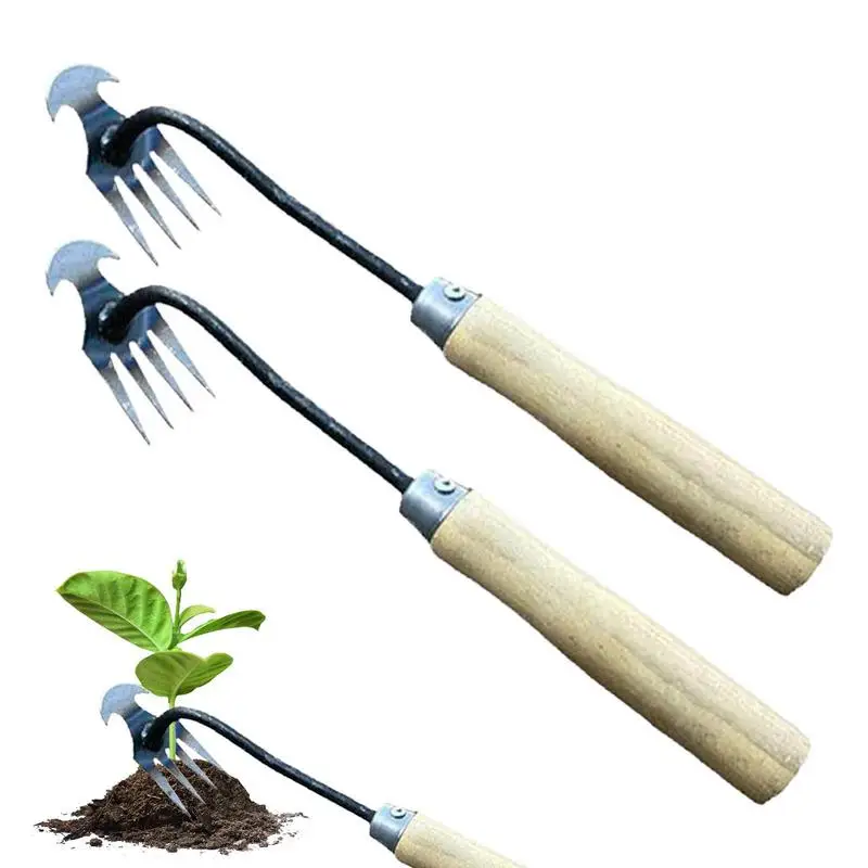 

Weeder Tool For Garden 4-Teeth Manual Weeding Puller High Strength And Ergonomic Hand Remover Tool For Weeding Digging Loosening