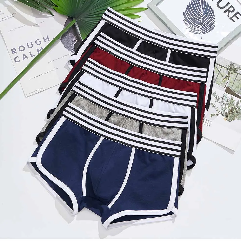 4 pcs/lot Men Underwear boxer cotton Cuecas Boxers Mens boxer  Underwear Low waist U convex pouch Man and breathable underpant