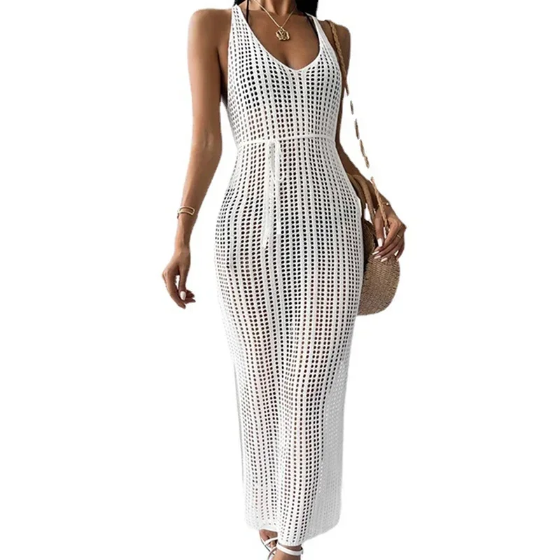 2024 сексуальный купальник женское пляжное платье с вырезами туника на шнуровке