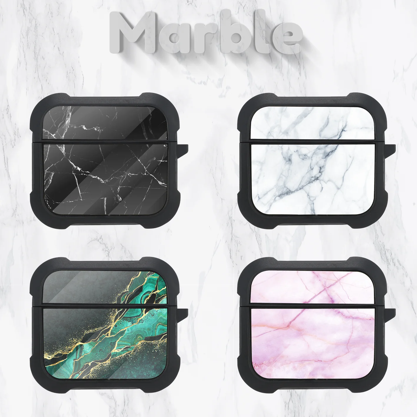 

Colorful Marble Grain Glass For Apple Air Pods 1 2 3 Bag Wireless Earphone Accessories For Airpod Pro Case With Pendant