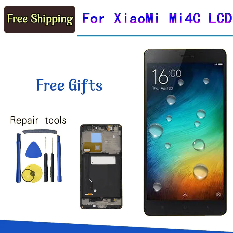 

AICSRAD 100% Tested Working LCD Display Touch Screen Digitizer Assembly with Frame For Xiaomi Mi4c Mi 4c M4c Phone Replace Parts