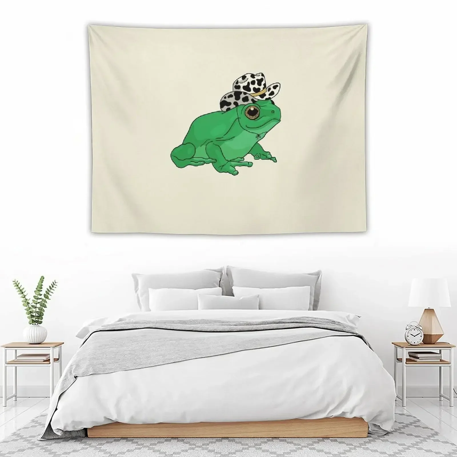 Симпатичная лягушка с ковбойской шляпой-кавайная хлопчатобумажная эстетика