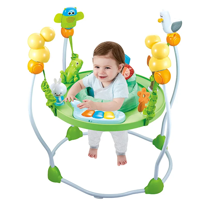 Baby Jumping Chair Fitness Frame Electric Baby Bouncer Swing Chair Indoor Toddler Swing Rocker Tropical Forest With Toys