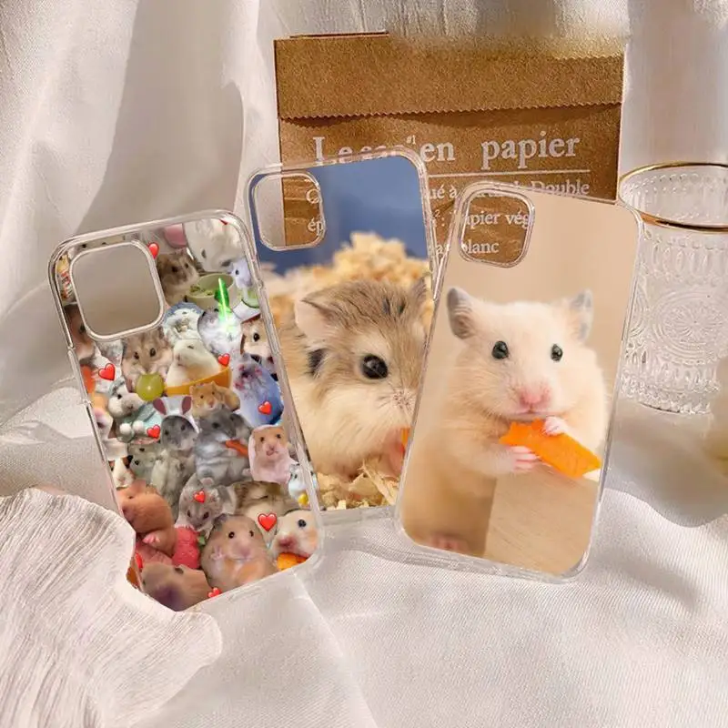 

Cute Lovely Pet Hamster Phone Case Transparent soft For iphone 12 11 13 14 x xs xr pro max mini plus