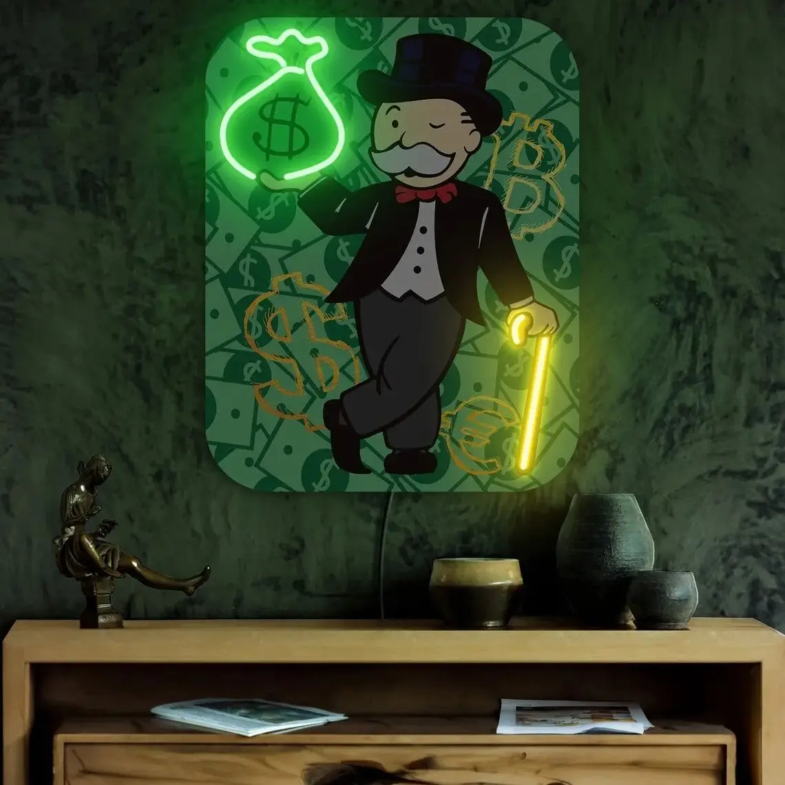 Монополия неоновая электронная книга монополия Мужская вывеска поп-арт подарок