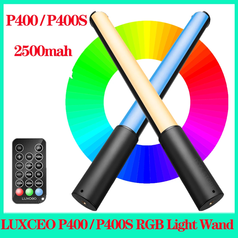 

LUXCEO P400 LED Tube Handheld RGB Light Wand Built-in Battery 2500-6500k 36000 Colors Photography Lamp Youtube Vlog Party Light