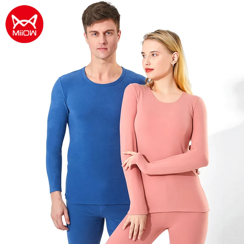 

MiiOW Pengpeng Velvet Warm Thermal Underwear Set Men Women Winter Intimates Warm Long Johns Seamless Skin-friendly Clothes Pants