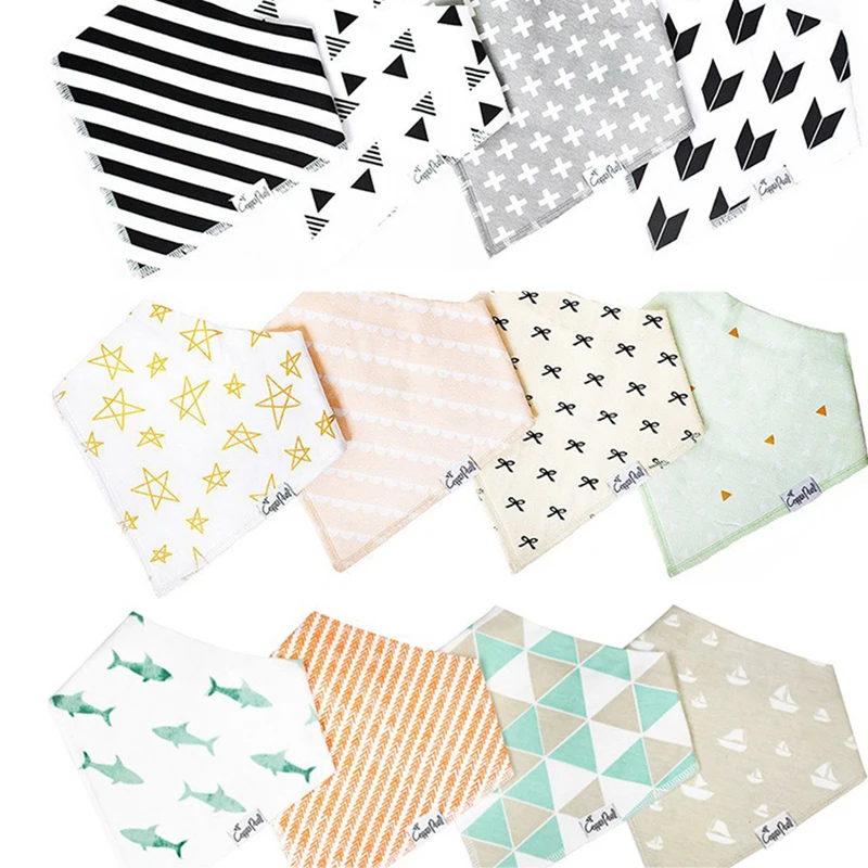 

4PCS Baby Bib for Boys Girl Breathable Floral Drooling Bib Burp Cloth Bandanas Infant Teething Feeding Bandana