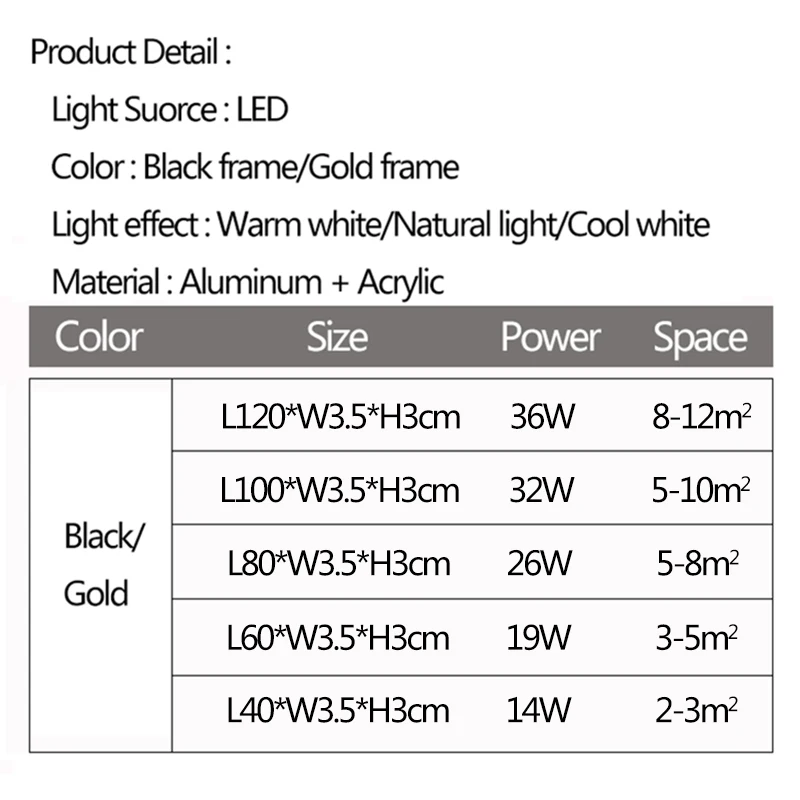 Minimilism Led Wall Lamp Decor Simple Nordic Fixture Sconce Lights for Living Room Bedroom Black Gold Luminaire