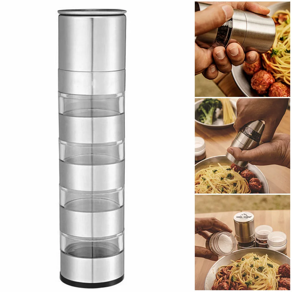 

Портативная банка для приправ и барбекю, прозрачный твердый Органайзер из нержавеющей стали, многоразовый контейнер для специй, компактный гибкий