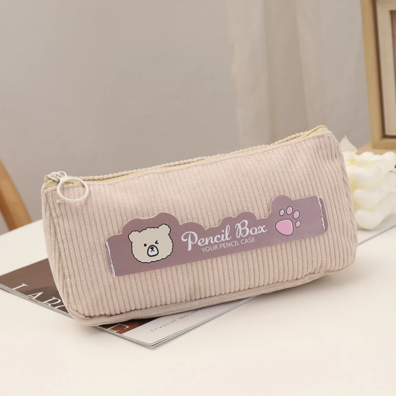 

Corduroy Pencil Case Kawaii Stationery Pencilcase Estuches Escolar Kalemlik School Supplies Trousse Pen Case Cute Pencil Pouch