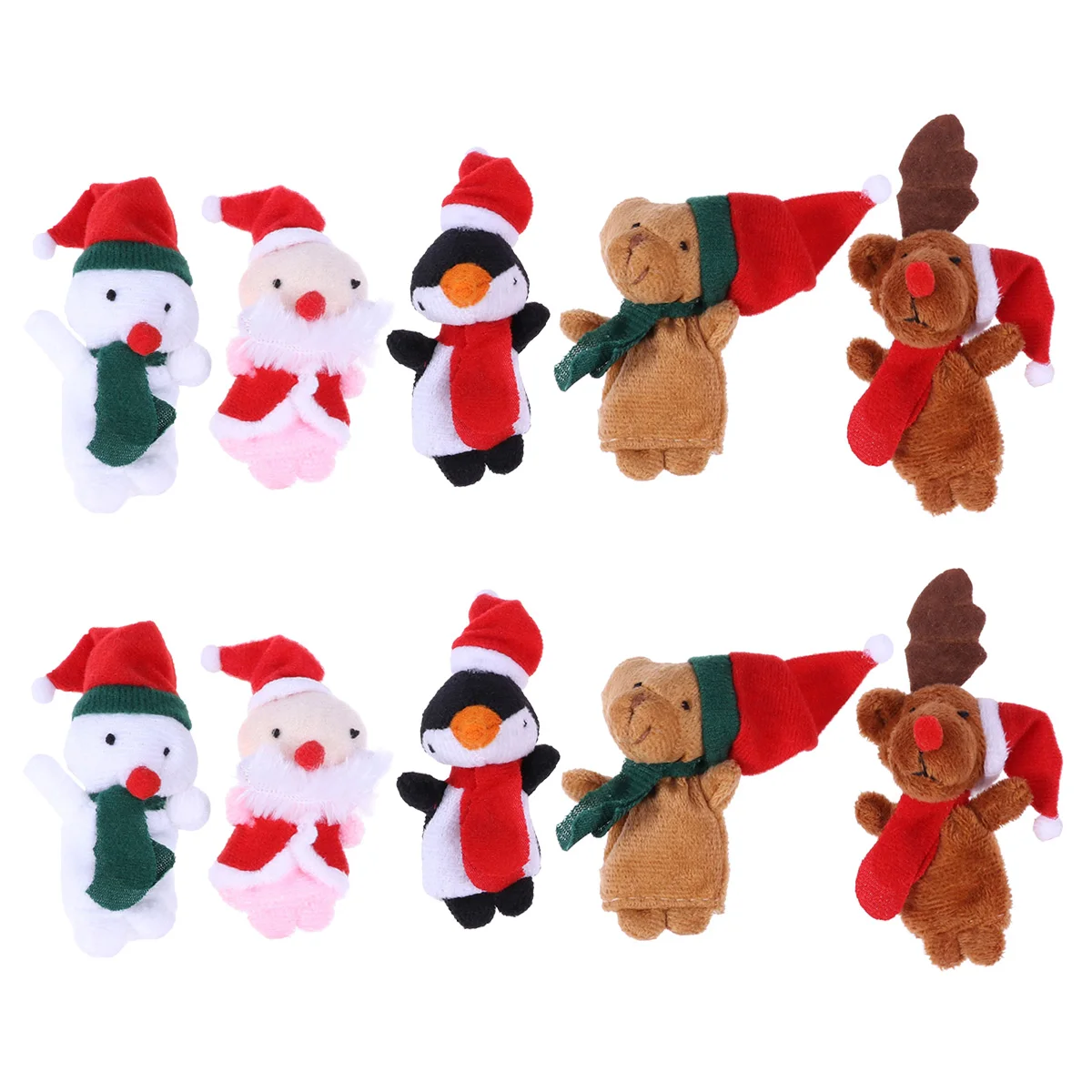 

Christmas Finger Puppets Toys: 10pcs Plush Santa Claus Snowman Reindeer Bear Dolls Xmas Hand for Holiday Goodie Bag Fillers