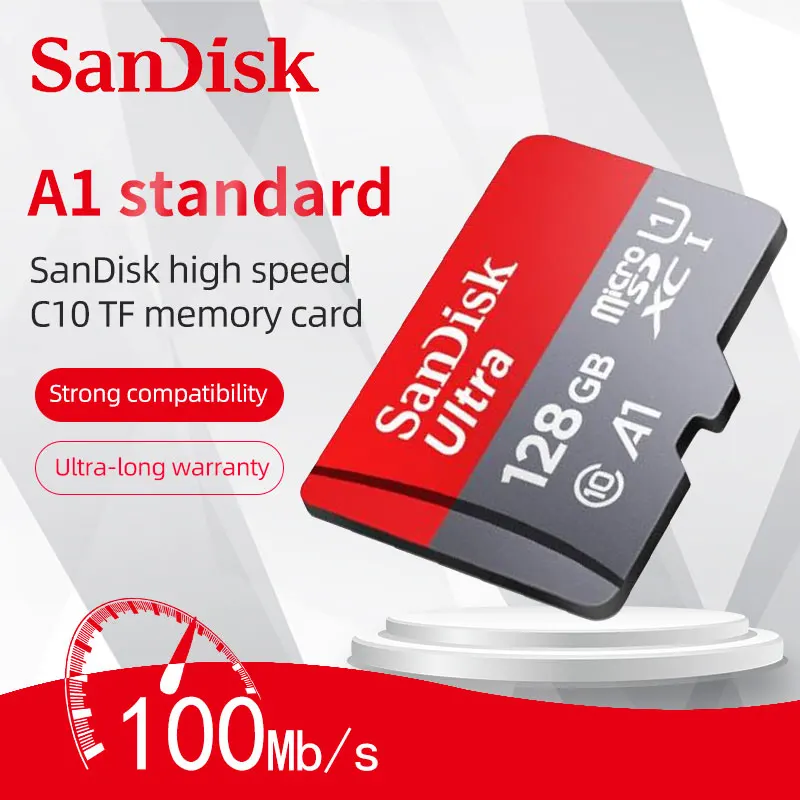 100% Original SanDisk Ultra TF Memory Cards 32GB 64GB 128GB 256GB 512GB MicroSDHC Car UHS-I  A1 for Smartphone 10 Year Warranty