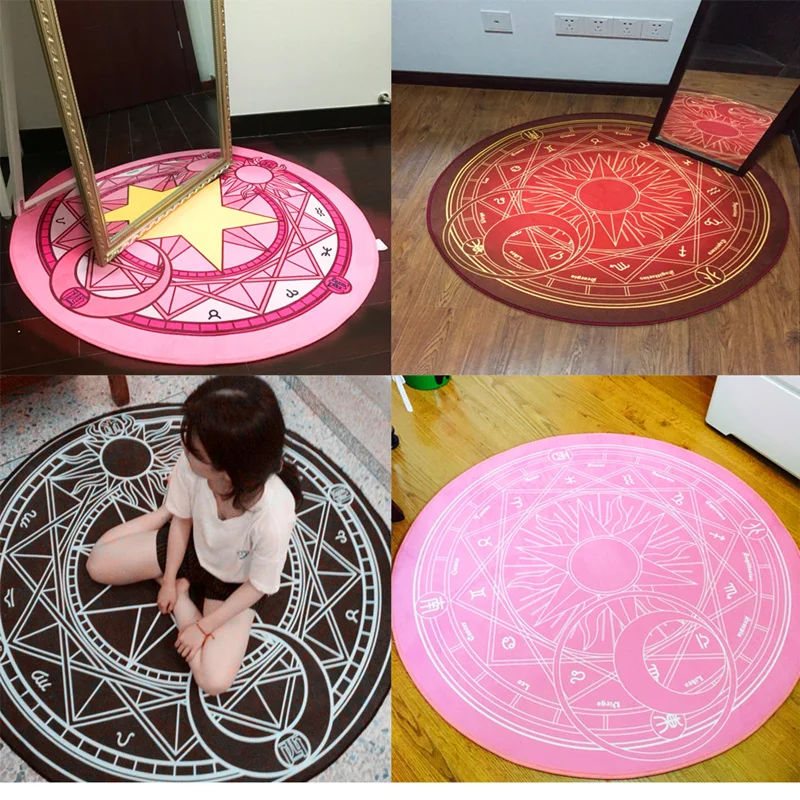 

Home Decoration Bedroom Living Room Decoration Cartoon Round Carpet Magic Card Girl Cherry Blossom Carpet Computer Chair Pad