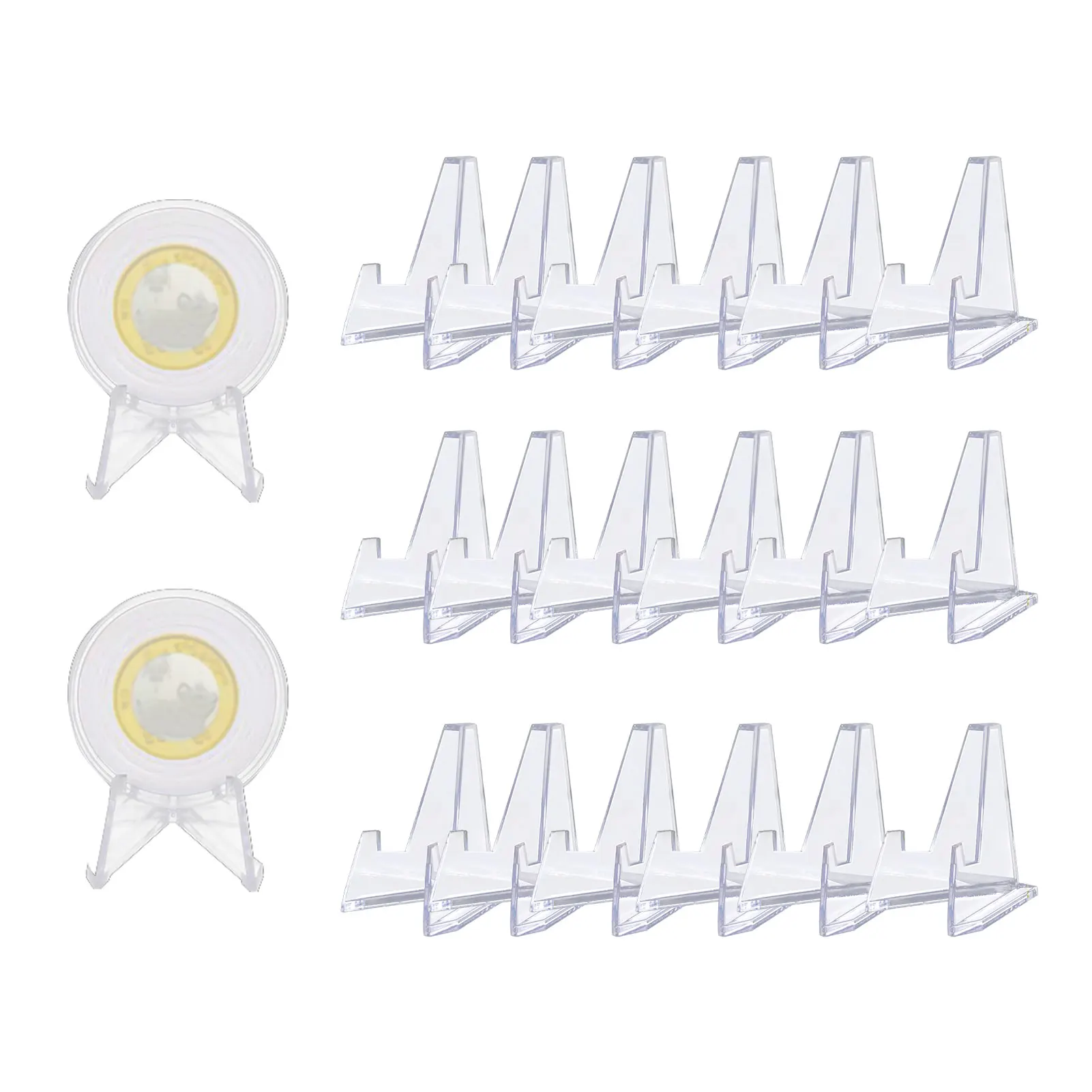 

Clear Coin Display Stand 20 Pieces Mini Transparent Acrylic Coin Easel Display Stands Small Plate Holder Display Stands For