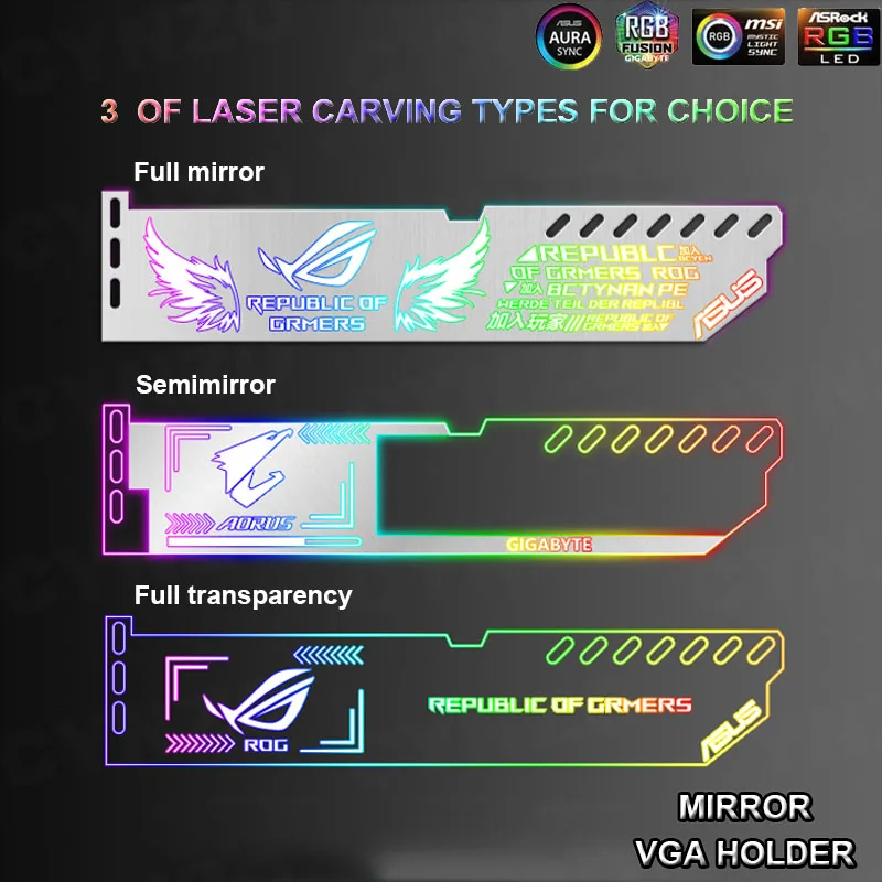 

Зеркальная RGB-подставка для видеокарты, 5 В, 3pin/12 В, 4pin