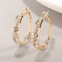 elegant gold plated diamond earrings circle rhinestone inlaid large earrings earrings european and american personality earrings