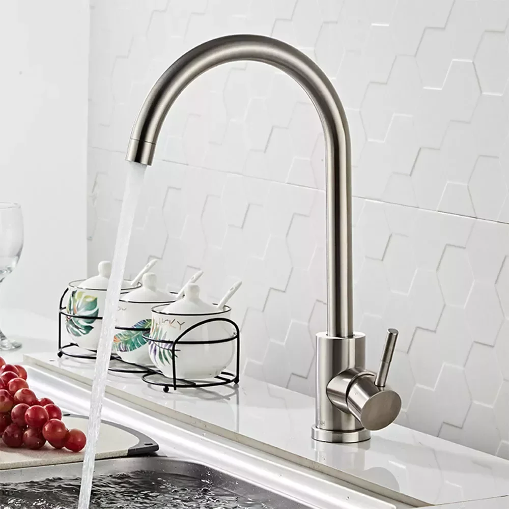 

Universal Rotating Brushed Faucet Hot Cold Mixer Tap Single Hole Stream Sprayer Faucet Head Stainless Steel Paint Faucet Kitchen