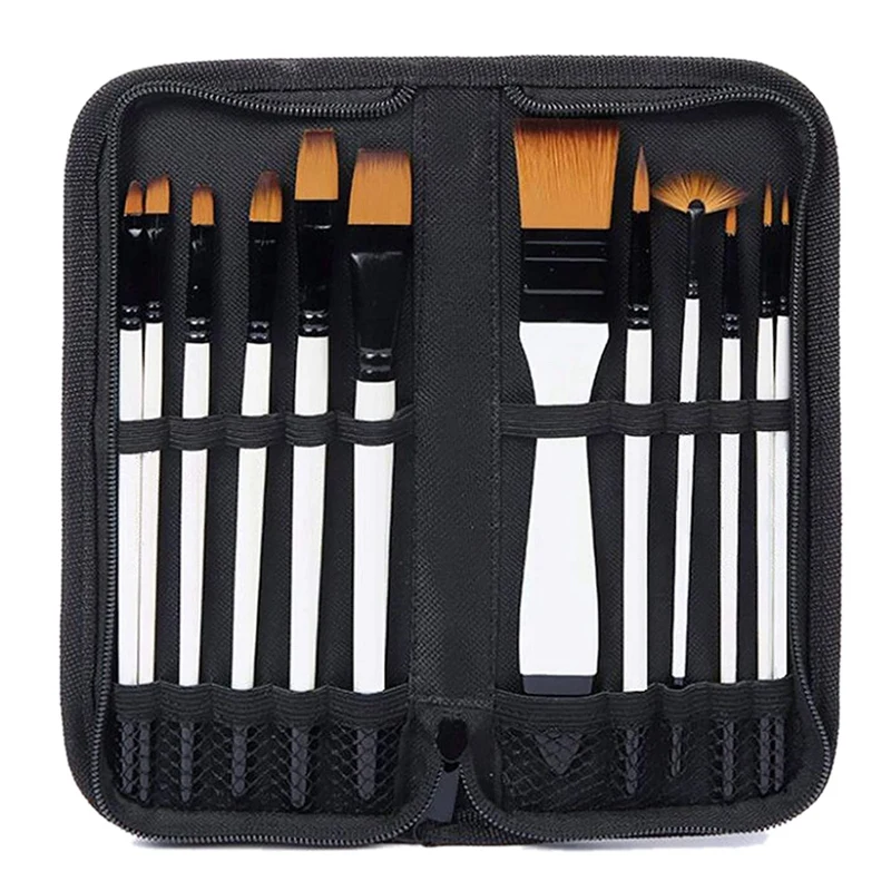 

12 PCS Paint Brush Set, Professional Art Paintbrush Kits For Acrylic Oil Watercolor Canvas Gouache Painting