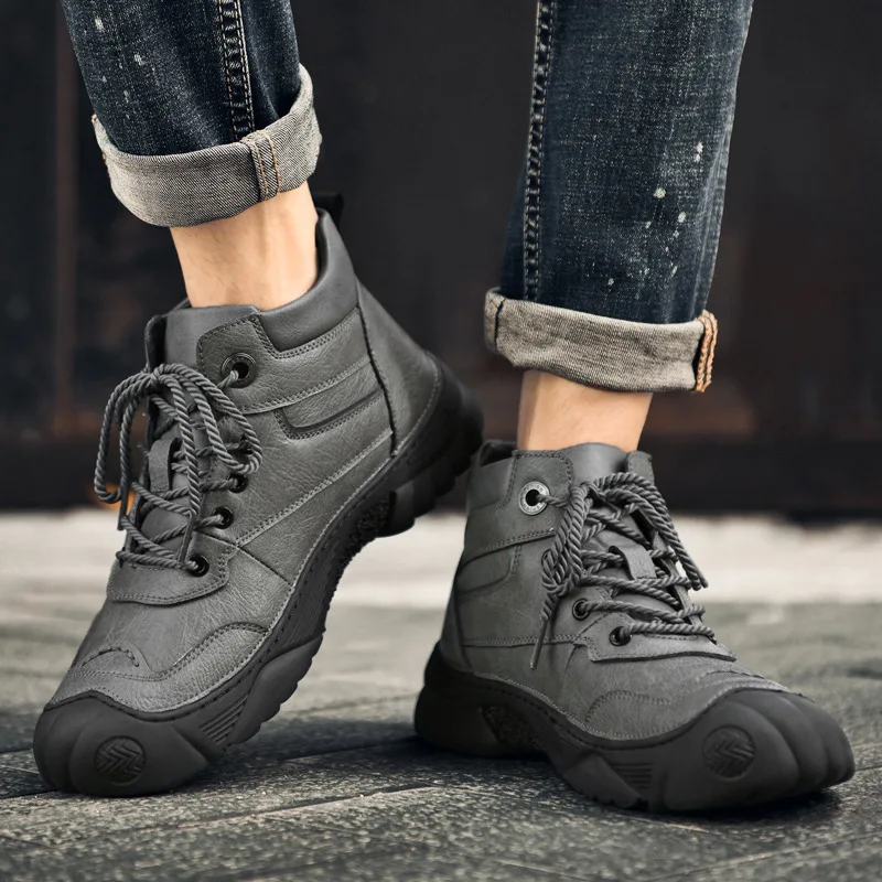 Xiaomi SALUDAS Winter Warm Plush Men Boots Genuine Leather Outdoor Snow Boots Leisure Sneakers Waterproof Non-slip Walking Shoes