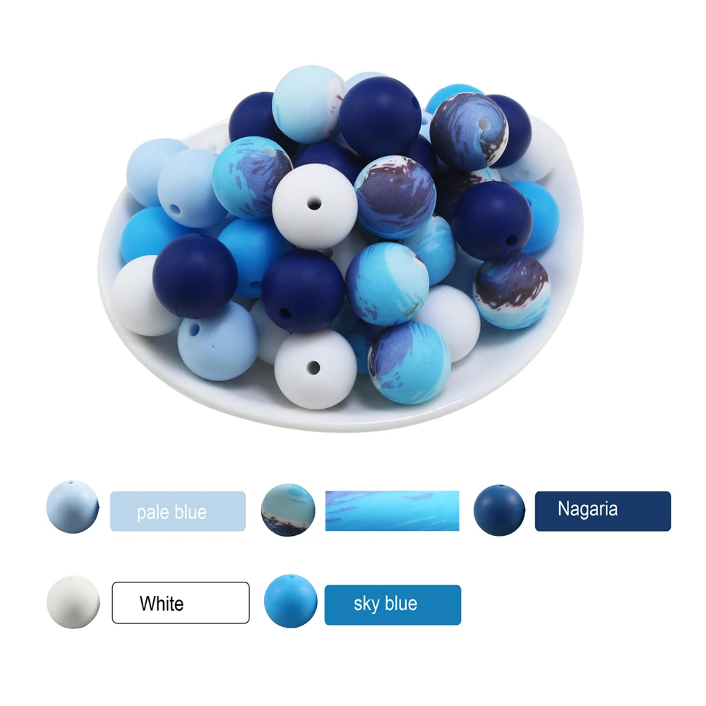 

100pcs Silicone Bead 15mm Eco-friendly Sensory Teething Necklace Food Grade Mom Nursing DIY Jewelry Bracelet