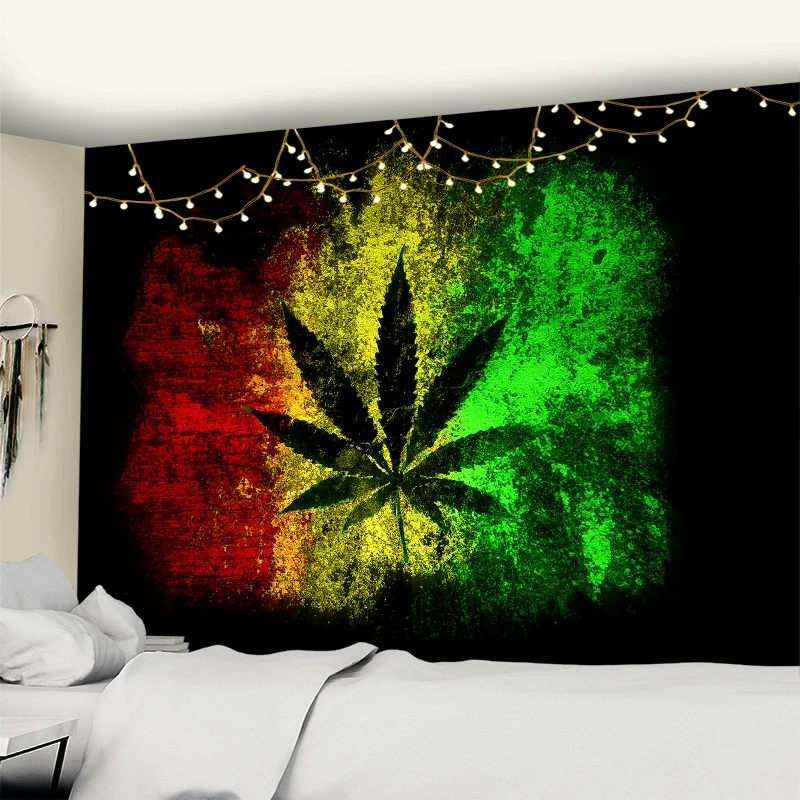 

Black Light Tapestry UV Reactive Maple Leaf Tapestry Wall Hanging Aesthetic Luminous Tapestry for Living Room Bedroom Home Decor