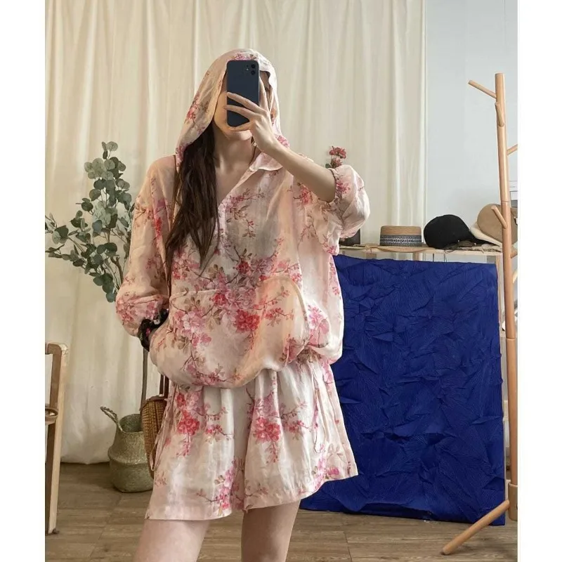 Костюм большого размера для снижения возраста женская летняя блузка с капюшоном