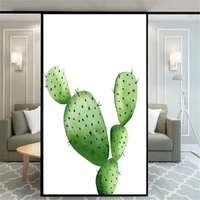 privacy windows film decorative cactus plant stained glass window stickers no glue static cling frosted window cling