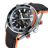 fashion mens watch fully automatic mechanical luminous canvas rubber belt multifunctional mens watch automatic watch