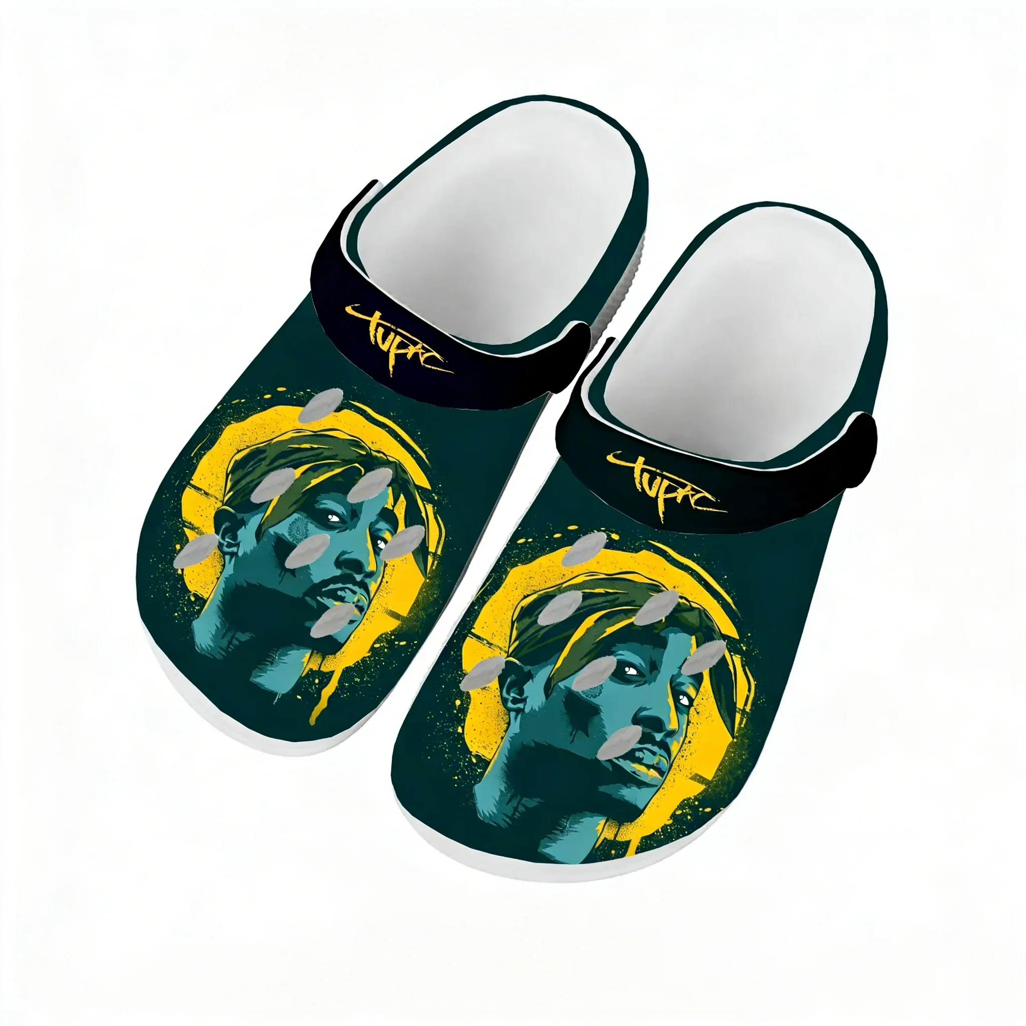 Фото Сандалии 2Pac Tupac All Eyez on Me для мужчин, женщин, подростков, мальчиков и девочек, обувь для воды, домашние садовые сабо, индивидуальный пошив, дышащие тапочки с отверстиями. №3