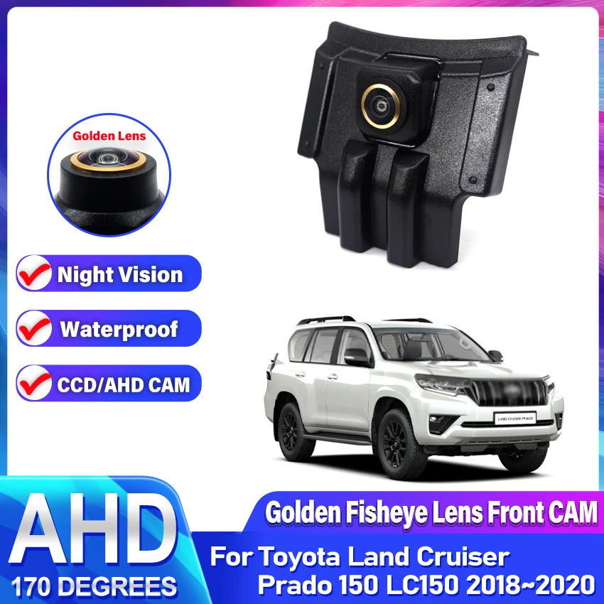 Фото Автомобильная камера переднего вида AHD для Toyota Land Cruiser Prado 150 LC150 2018 2019 2020, водонепроницаемая камера ночного видения на передней решетке №1