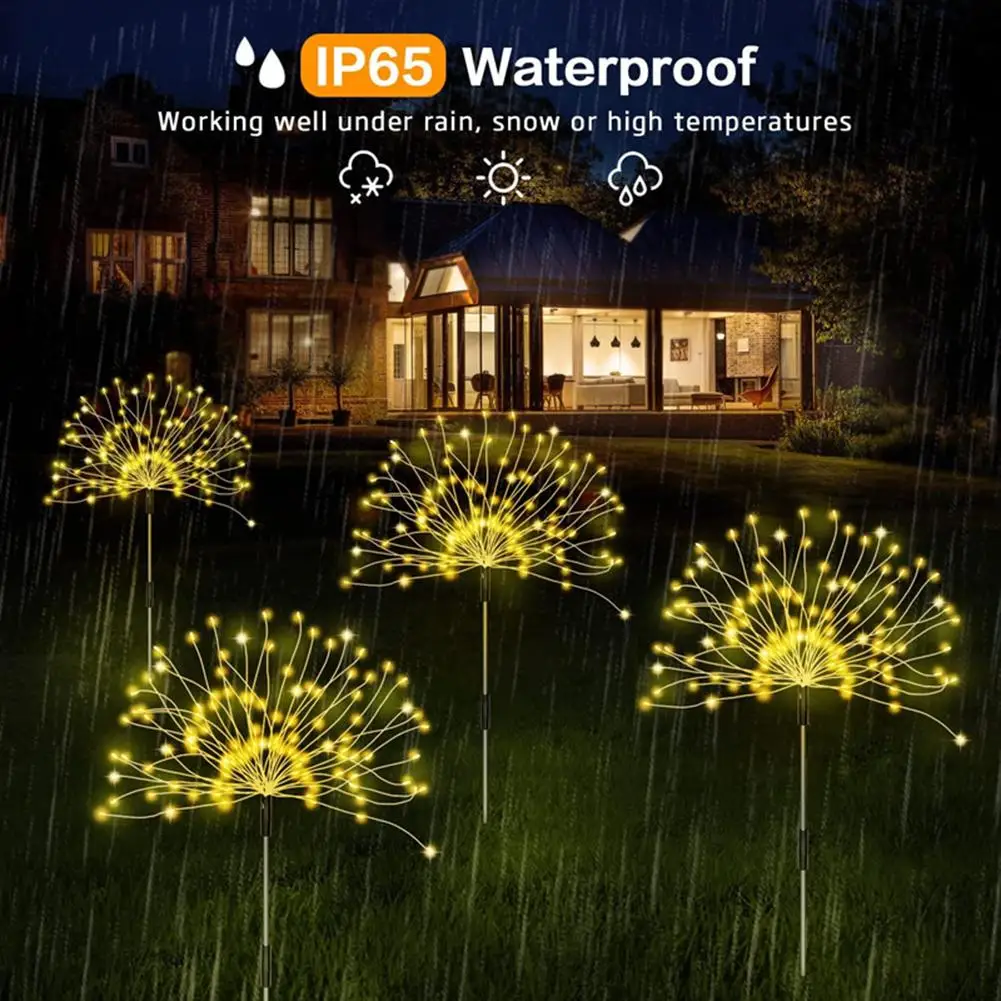 

Outdoor Led Solar Light Fireworks Dandelion Ip65 Waterproof Landscape Lights For Landscape Garden Courtyard Decor Lawn Lamp